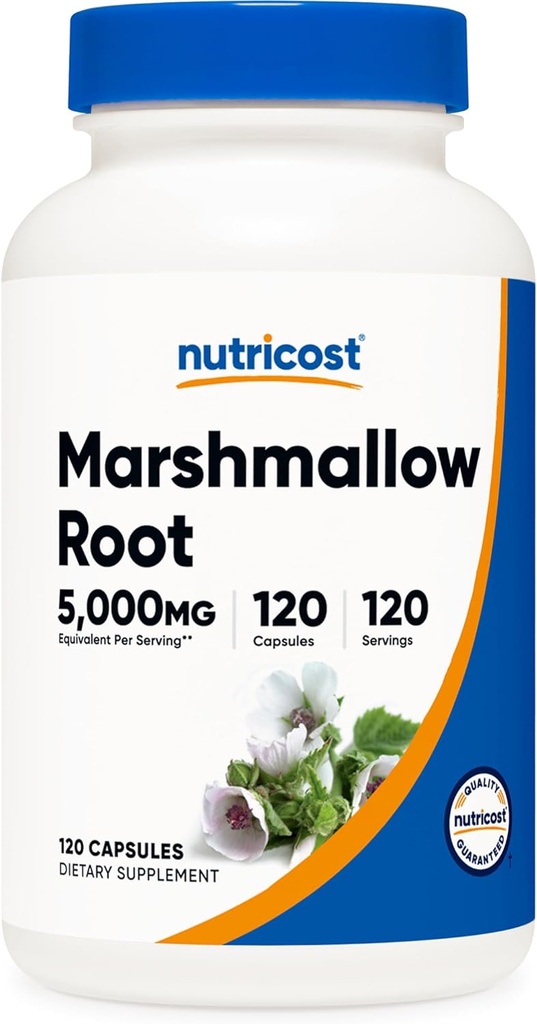 Nutricost Marshmallow Root 5000mg Equivalent, 120 Vegetarian Capsules - Gluten Free " Non-GMO - from 500mg of 10:1 Extract