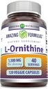 Amazing Formulas L-Ornithine 1500 Mg Per Serving Veggie Capsles Appliment  готварски не-GMO  готварски безплатно Made in USA (120 Count)