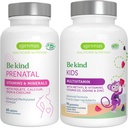Vysoká absorpcia Metylated Prenatálne + pokročilé deti Multivitamín Gummy Vegan Bundle, Čistá značka s vitamínom A, B, C, D3 & E, 60 tabliet + 90 Berry Flavor Gummies, Byť Kind by Igennus