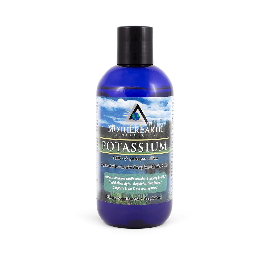 Mother Earth Minerals Ionic Liquid Potassium Supplement High Absorption Angstrom Potassium Mineral Drops for Electrolyte Balance, Hydration, Nerve & Muscle Support, 8 oz