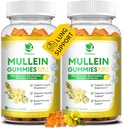 (2 Pack) 9 in 1 Mullein Gummies for Lung Cleanse & Detox, Extra Strength Mullein Leaf Ekstraktı w/Quercetin, Bromelain, Respiratory, Immune & Digestive, Vegan,120 Count
