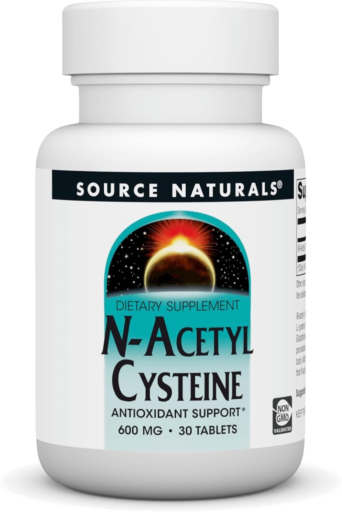 Source Naturals N- Acetyl Cystein Antioxidant Support 600 mg Diétás kiegészítés, amely támogatja a légzőszervi egészséget * - 30 tabletta