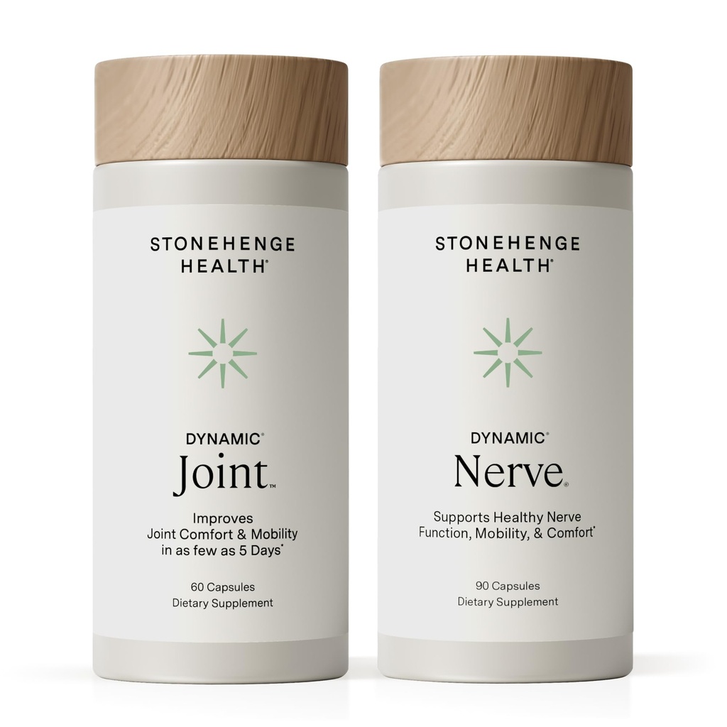 Stonehenge Health Dynamic Joint & Dynamic Nerve Bundle Supplements Supports: Joint Discomfort, Stiffness, Support Comfort, Tingling, Numbness, Burning, Joint Health