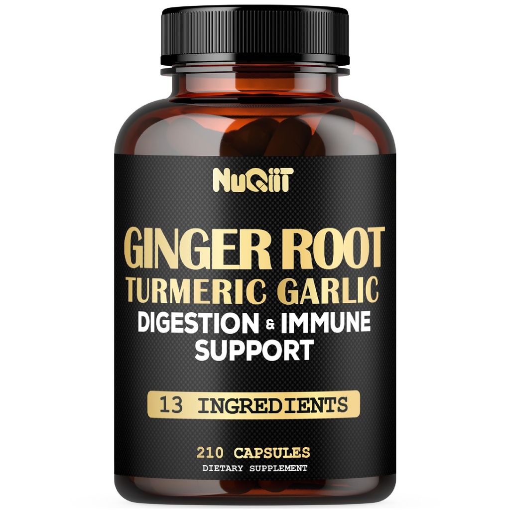 Ginger Supplements Capsules with Turmeric Curcumin, Garlic Bulb, Berberine HCl, Echinacea - 210 Capsules