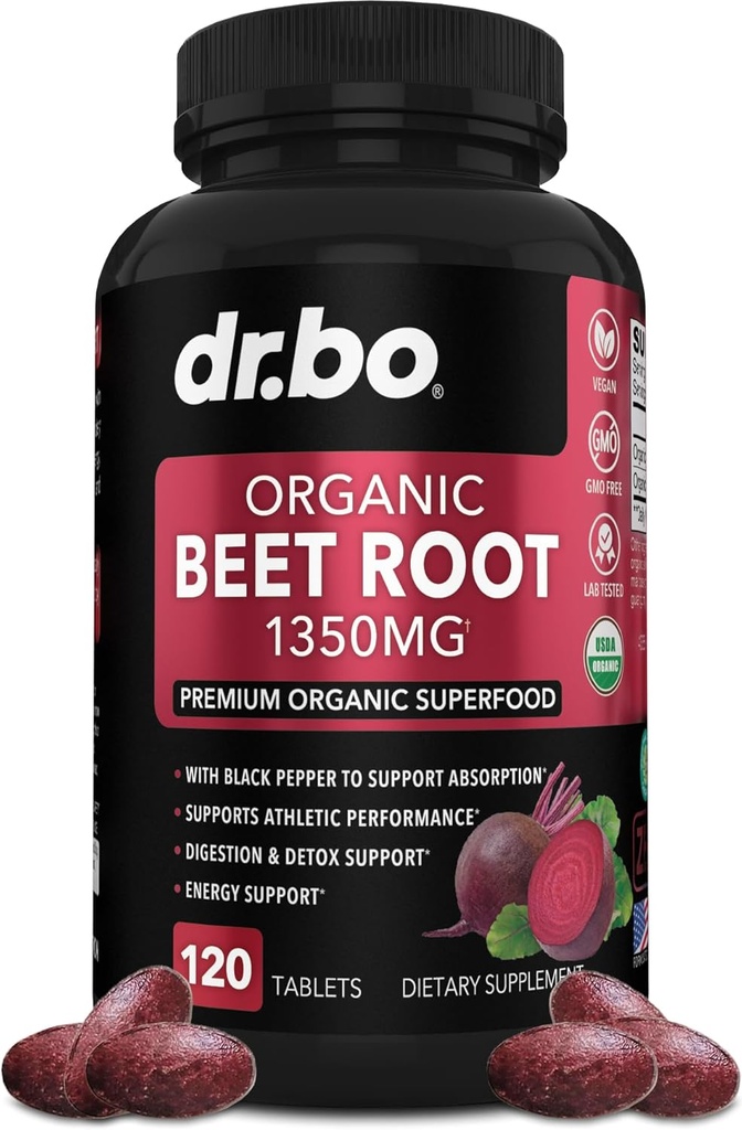 Organic Beet Root Capsules Supplements - 1350mg Beetroot Toz Özü Pills, Organic Beet Root Toz Ekstraktı, Super Nitric oksidlər High Circulation Total Vitamins Support - 120 Beets Tablet