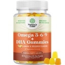 Omega 3 Gummies for Adults - Vegetarian Omega 3 6 9 DHA Gummies for Brain Bone and Heart Health and Joint Support - Burpless Fish Free Plant Based Supplement Men Women - 60 Count