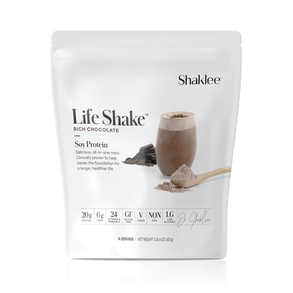 Shaklee Life ShakeTM Соєвий протеїн Rich Chocolate - Повна заміна на 20г протеїн, 6г Волокно, 24 Вітаміни та мінерали - Non-GMO - 14 Сервінги