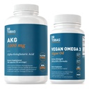 Dr. Tobias AKG Supplement & Vegan Omega 3 Algae Oil, Support Cellular Energy & Overall Health with AKG, EPA & DHA, Vegan, Gluten-Free, Non-GMO