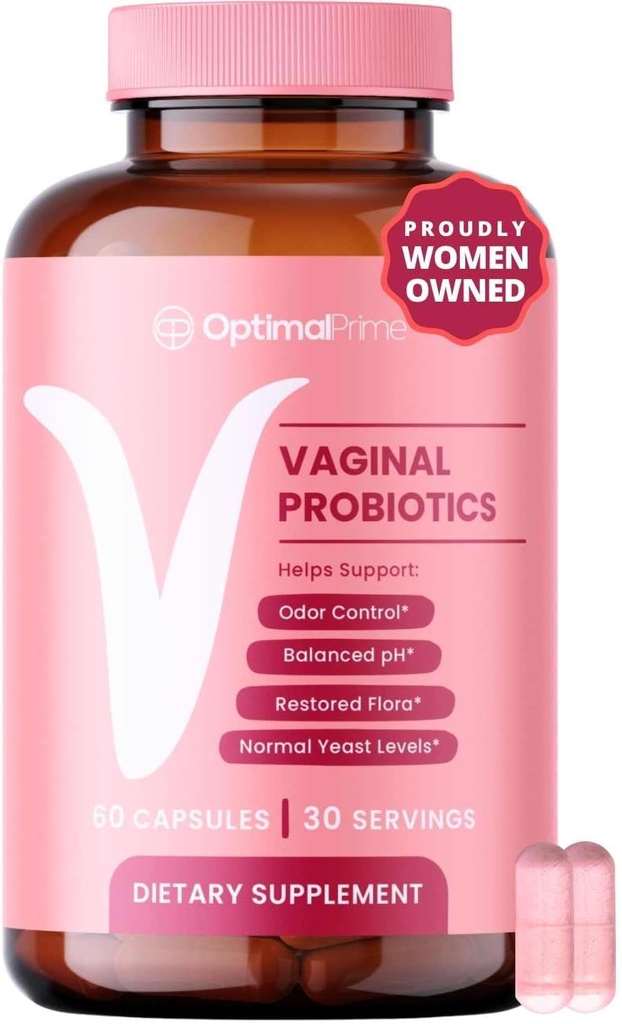 Optimális primer vaginális probiotikumok Prebiotikumokkal, Cranberry Extract-mal és Lactobacillus probiotic Blend-vel rendelkező nőknek, melyek támogatják az egészséges vaginális flórát, Odor Control, pH egyensúly, 60 kapszula