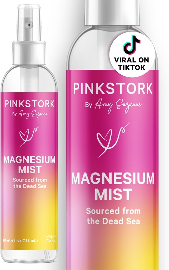 Pink Stork Magnesium Scium simission - สําหรับความสงบ ความเครียด และการนอนหลับ การรองรับโรคท้องท้อง ท้องต้องลดลง 200 mag ต่อ 6 สเปรย์, Cluty Magnesium cloider, 4 Oz, Unsciented