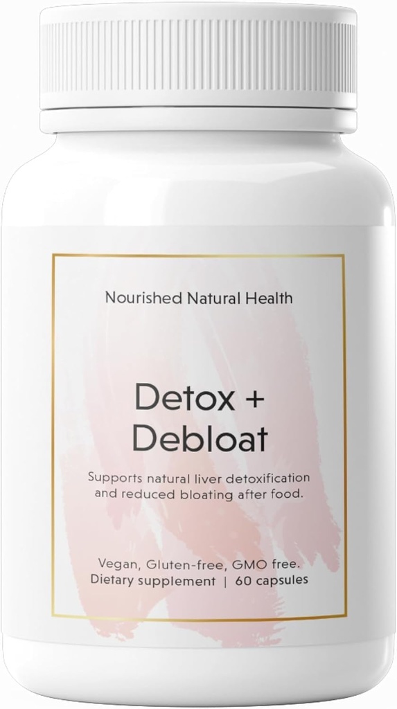 Nourished Natural Health Detox + Debloat - Milk Thistle & Dandelion Root Vegan Supplement för kvinnor - Bloating Relief & Digestion Support - 60 kapslar