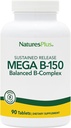 Natures Plus Mega B-150 Complex - 90 Sustained Release 채식 정제 - 최대 Potency B Complex 비타민 보충 - 글루텐 무료 - 90 서빙