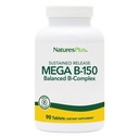 NaturesPlus Mega B-150 Complex - 90 Sustained Release Vegetarian Tablets - Maximum Potency B Complex Vitamin Supplement - Energy & Brain Booster - Gluten Free - 90 Servings