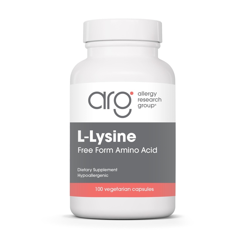 Allergy Research Group L-Lysine - Delivers 500 mg Free-Form Amino Acid - Supports Calcium Absorption, Bone Health & Cellular Function - 50 Servings - 100 Capsules