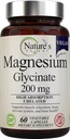 Potente Magnesio della natura Glycinate 200mg | Magnesio Chelato ad alto assorbimento | Sonno, Calma & Muscle Cramp Support | Vegan Supplemento | 60 capsule