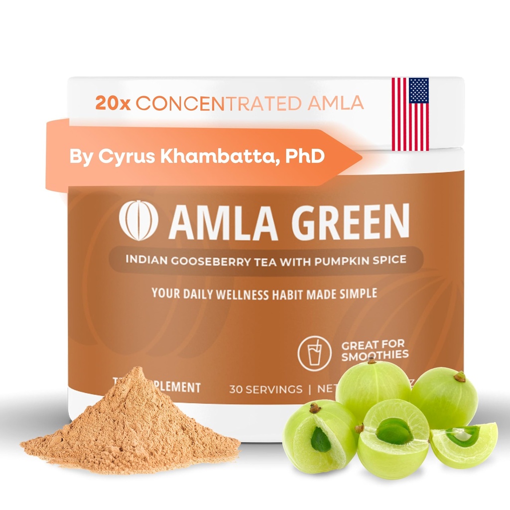 Amla Powder Superfood Supplement with Pumpkin Spice, 20x Ultra Concentrated Amla, Made with Cinnamon, Ginger, Nutmeg, Cloves, Allspice, Cardamom, Indian Gooseberries, Pumpkin Spice, 30 Servings