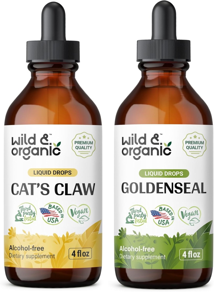 Leggera del gatto selvatico & organico Tincture 4 fl oz & Goldenseal Tincture 4 fl oz