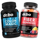 DR. BO Fiber Gummies & Colon Cleanse Supplements - Tasty Gummy Prebiotic Fiber Supplement - Super Colon Magic Bowel Movement Support for Gut & Stomach Cleansing