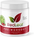 Red Leaf Pre Workout Energizer Powder, BCAA, Beta-Alanine, Amino Acids et Green Tea pour le soutien immunitaire et l'énergie de pré-entraînement, naturel Cranberry Lime Flavor - 30 portions