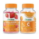 Lifeable Collagen & Vitamin C + Vitamin C 750mg, Gummies Bundle - Great Tasting, Vitamin Supplement, Gluten Free, GMO Free, Chewable Gummy
