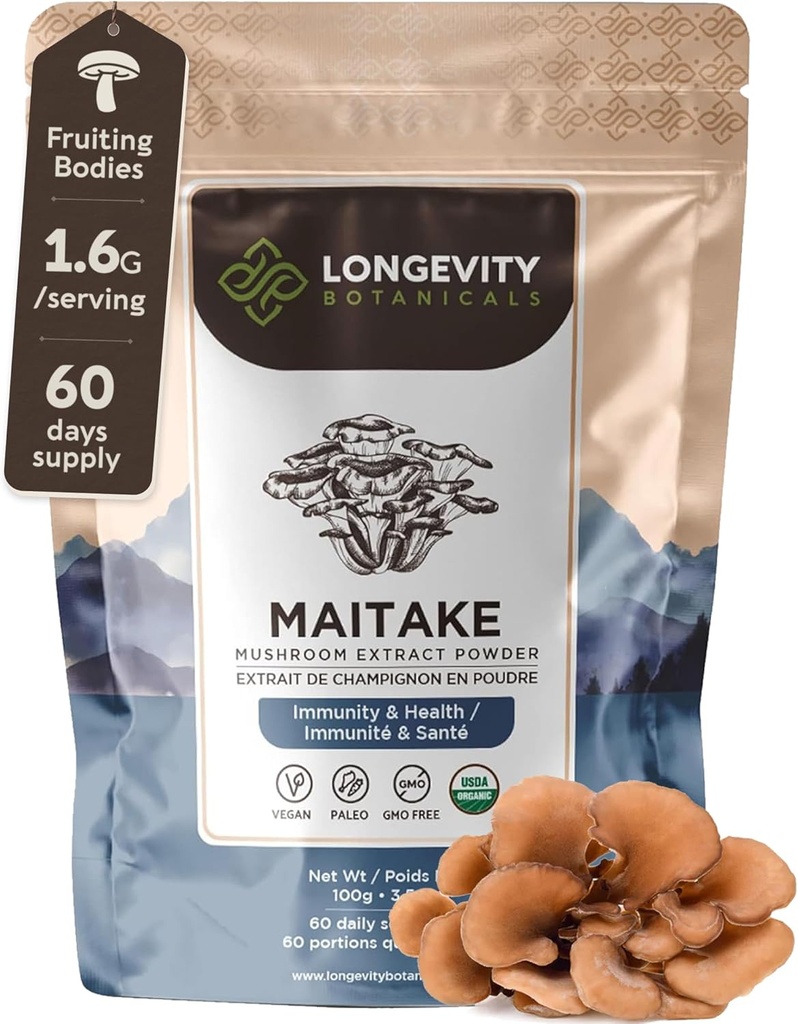 Organické Maitake Mushrom Powder Supplement 100g 