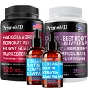 Liquid Collagen Biotin (2pk), Fadogia Tongkat Ali (1pk), and Nitric Oxide (1pk) Supplement Bundle - Potent Vitamins for Hair, Skin, Nails, Heart, Energy, & Testosterone Support - Non-GMO, Vegan