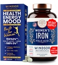 Iron and Folic Acid Supplements for Women - 35mg Gentle Iron Vitamin, Folic Acid 400mcg - Anemia, Period, Pregnancy Support Supplement, Ferrous Sulfate Pills - 60 Vegan Non-Constipating Tablets