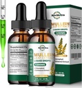 2 Pack Mullein Drops for Lungs, 1,200mg Mullein Leaf 提取液体 Dropps with Chlorophill for Lung Cleanse & Detox, 支持呼吸系统,免疫系统,消化系统