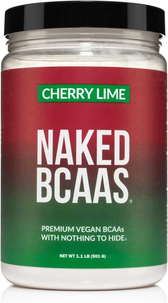 Naked Cherry Lime BCAAs Amino Acids Powder, 100% Pure 2:1:1 Formula, Vegan Branched Chain Amino Acides, Instantized All Natural BCAA Powder Supplement - 501 Grams, 34 Servings