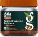 Gaia maitsetaimed Turmeric Supreme Extra Strength Gummies - toetab turse leevendust, et aidata säilitada aktiivset elustiili - Sidrun Ingveri maitse - 60 Vegan Organic Gummies (20-päevane pakkumine)