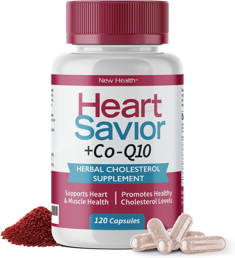 תוספת טבעית עם CoQ10, Red Yeast Rice, Niacin, Policosanol ו Guggul. הדרך הטבעית / New Health Plus 60 MG Co-Q10 (120 caps)