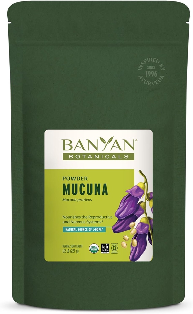 Banyan Botanicals Kapikacchu Powder, 1/2 pund - USDA Organic - Mucuna pruriens - Naturlig källa till L-dopa *