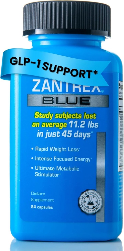Zantrex Blue Energy & Thermogenesis Boost Energy ® 124; Weight Loss Addition for Appetite Control, Padidinta Kalorie Burn ir palaiko GLP-1 lygiai ® 124; 84 Capsules