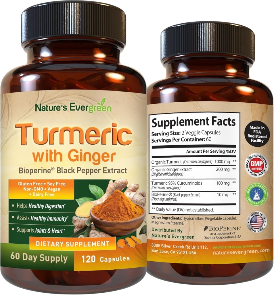 Turmeric amb la implementació de Ginger Root Parmeric suplementari  2007- 2003 Turmeric Curcuminiides suplementaris el 95% Curcuminoids