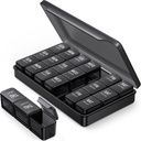 PULIV 药丸组织者 3 Times a Day in Black Color for Private Protection, Portable Weekly Pill Box 7 Day for Travel, 关于维生素、药品、补充品和鱼油的大型轻质药丸案