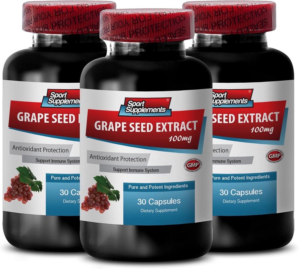 Oligomeric proanthocyanidins - Grape Seed Extract - Grape Seed Extract Kapsler - Grape Seed Extract Kapsler - Grape Seed Supplement - Grape Seed Resveratrol - Forhindre høyt trykk - 3B 90 Kapsler