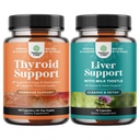 Bundle of Herbal Thyroid Support Complex - Potent Kelp Iodine for Hormone Balance and Liver Cleanse Detox & Repair - Milk Thistle for Digestion & Immune Health - Ginger Root Choline Dandelion Root