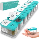 Extra Large Weekly Pill Organizator - XL Deţinătorul vitaminei cu 7 Compartimente AM PM detaşabile - Portable Medicine Dispenser pentru Home and Travel, Big Supliment Container pentru Weekly sau Daily Use, Mint