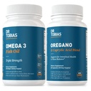 Dr. Tobias Omega 3 Fish Oil and Oregano & Caprylic Acid Supplements, Supports Heart, Brain, Immune with Gut Flora Balance Complex & Intestinal Health for Women & Men