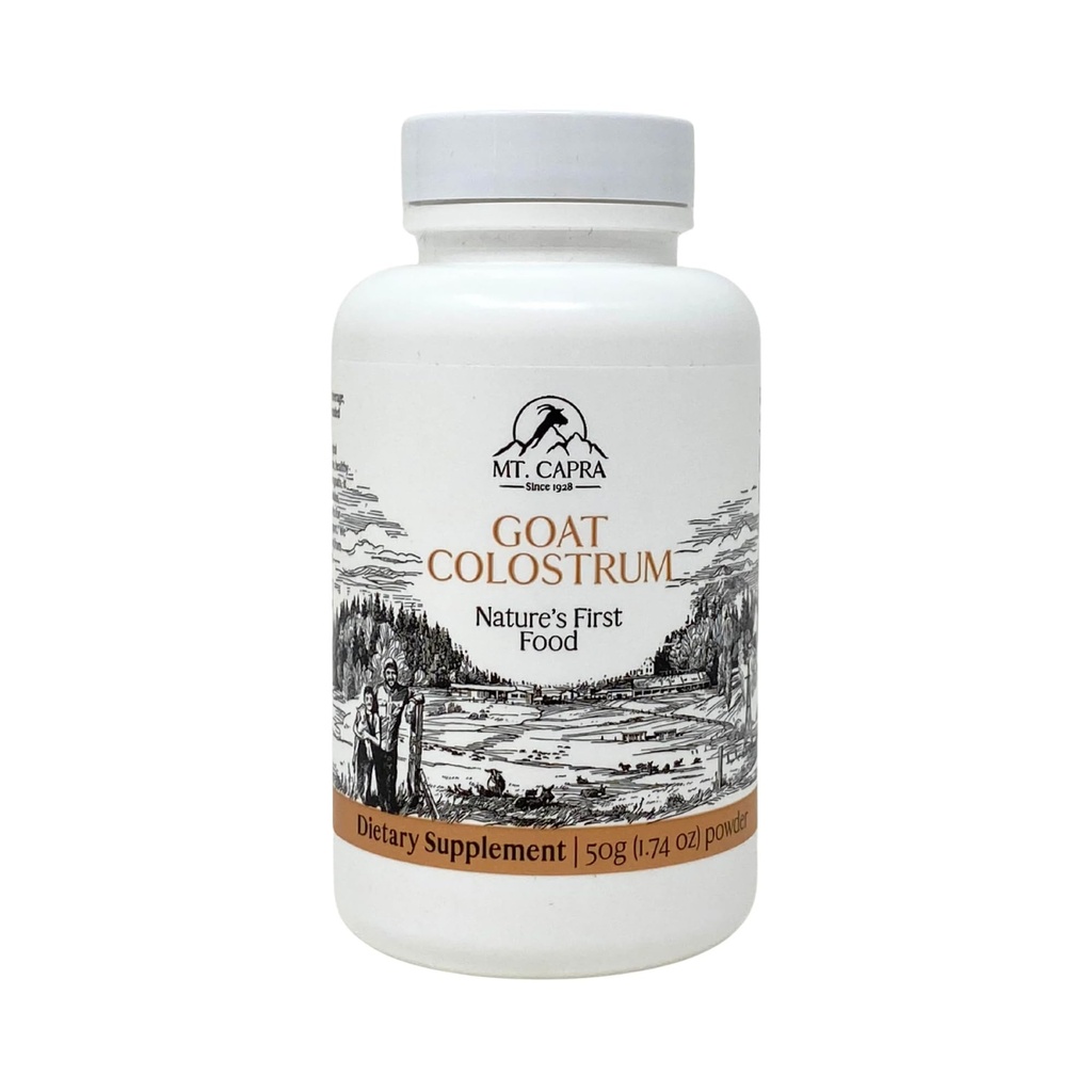Mt. Capra Goat Colostrum | for Healthy Immune System, Gut, and Athletic Performance | Grass-Fed, High in Immunoglobulins | 17 Servings - 50 Grams