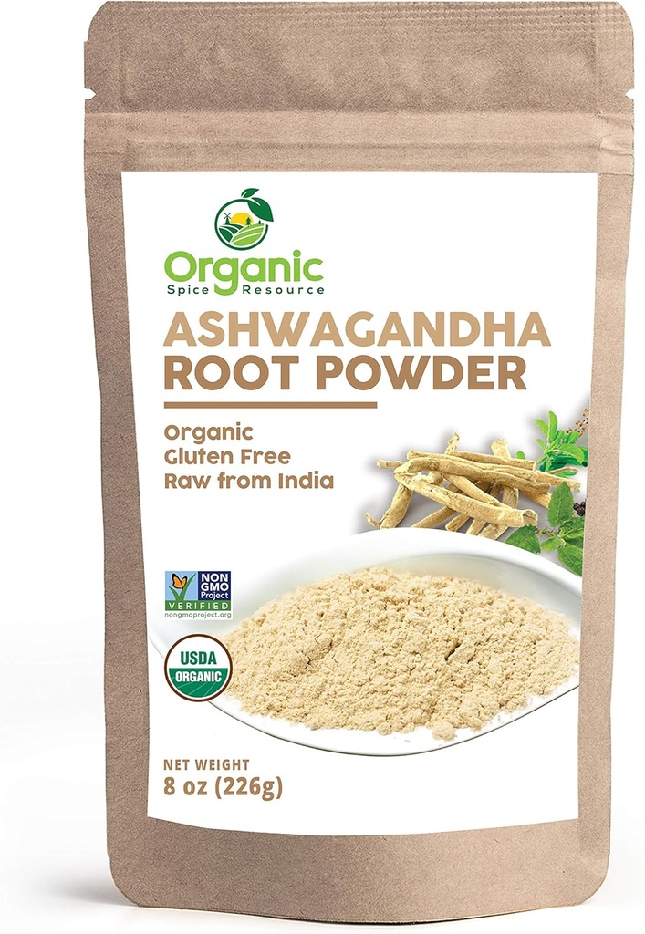 Ashwagandha Root Powder - 8 Ounce Lab Lab va provar per a la Purity Yon Resealy Kraft Baga, Non-GMO, Gigang indi, Withania Somnifera - 100% cru de l'Índia, per STOSR (8 oz)