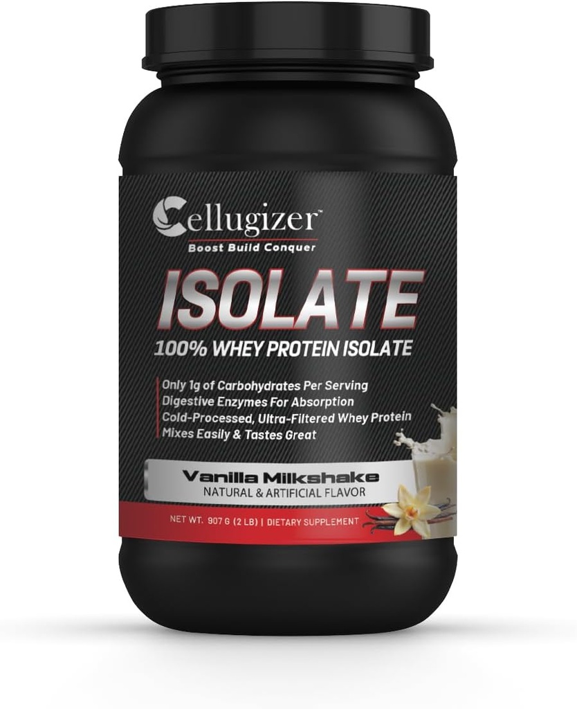 100% Whey Isolate 2lb, Vanilla I 26g חלבון, Fast Digesting I 0g Sugar, Low Carb