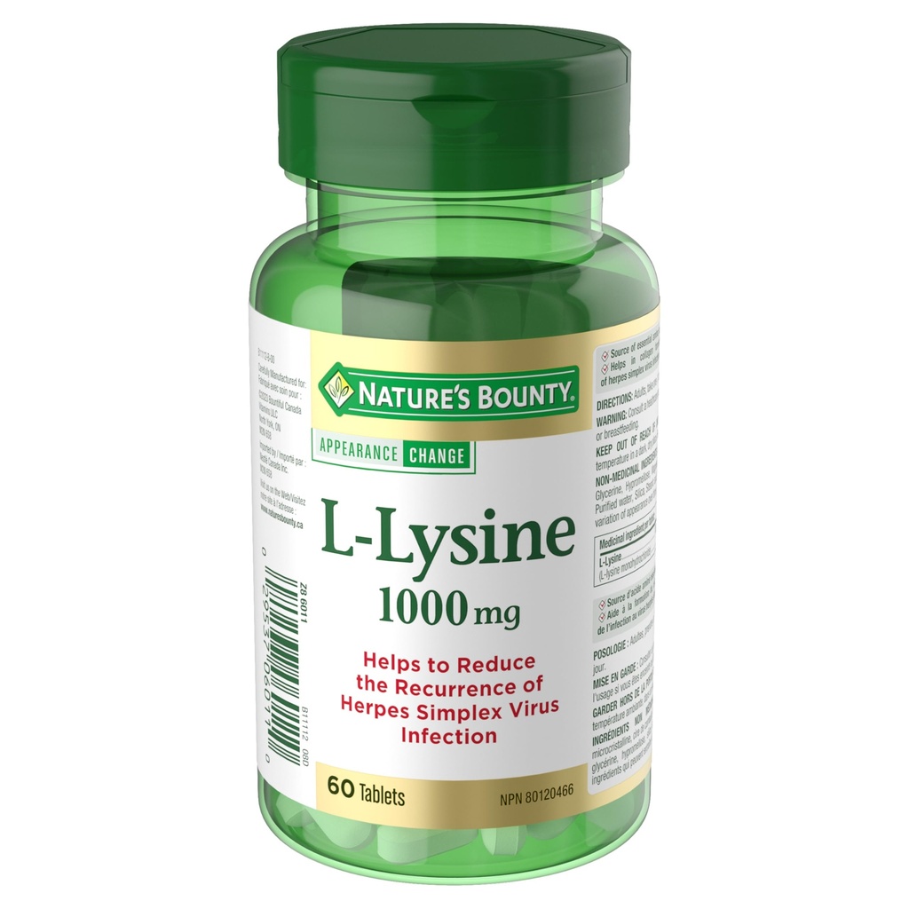 Nature's Bounty L-Lysine - 1000 mg - 60 Tablets