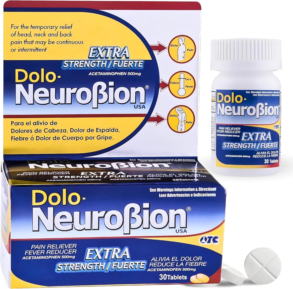 Dolo Neurobion 30 Tablet - Ağrı Reliever, Fever Distribution, Extra Strength, Fuerte, Alivia el Dolor, la Fiebre azaldır