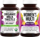 FarmHaven Milk Thistle Capsules och Multivitamin för kvinnor | 22 Essential Nutrients, Fruits & Veggies Womens Multivitamin | Boosts Energy, Immune, Heart Health Bundle