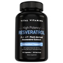 Vital Vitamins Resveratrol Supplement - Antioxidant Support, Cellular Longevity, Cognitive Function - 60 Capsules