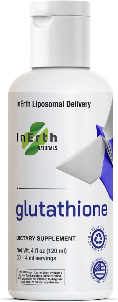 Lipozomálne Glutatión Supplement - Pure Glutatión 500 mg Liquid, High Absorbtion, Oxidative Stress Reduction, Immune Support, and Cellular Health (4 Fl Oz, Unflavred)