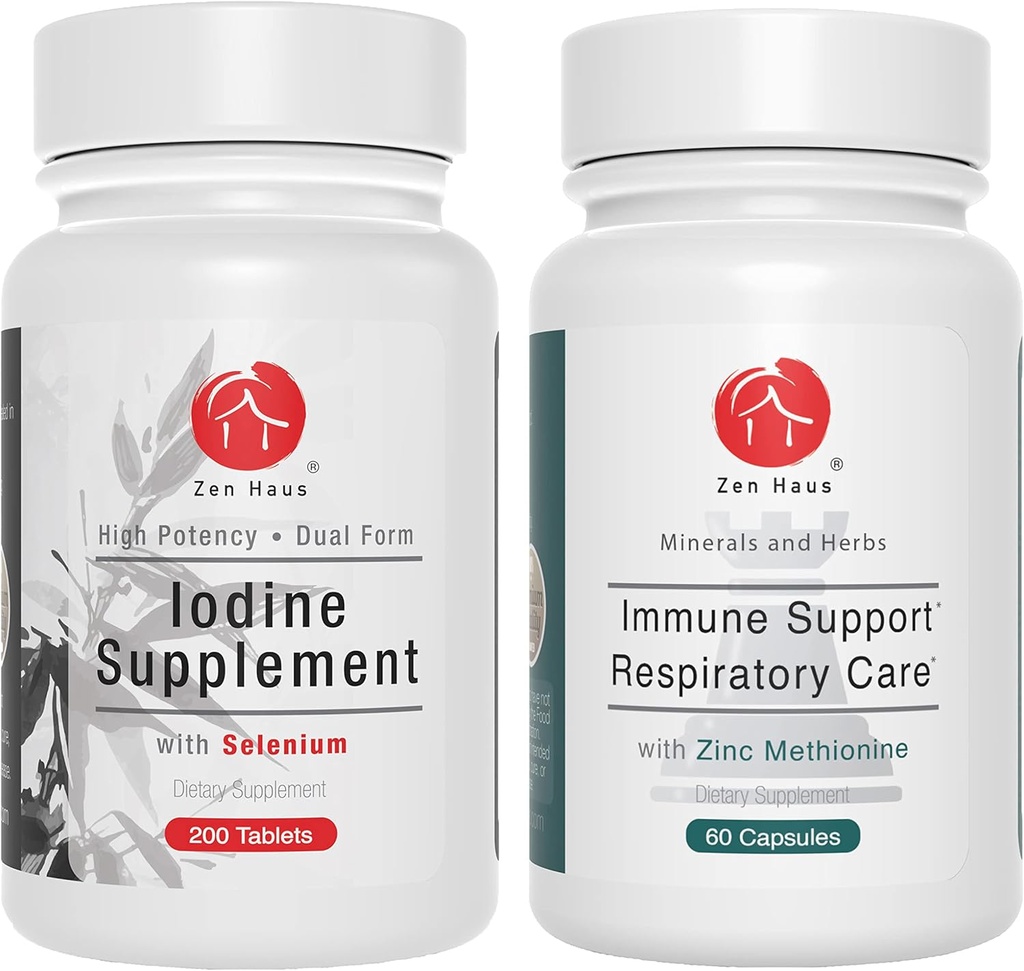 Zen Haus Jodium en Immune Bundle - 12,5 mg Jodium Complex met de Immune en Respiratory Ondersteuning Formule