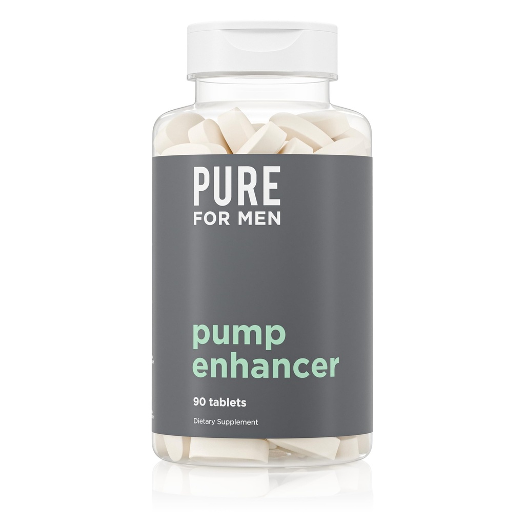 Pure for Men Pump Enhancer | Pre Workout Supplement for Muscle Pump, Stamina and Increased Blood Flow | Nitric Oxide Booster with L-Arginine & L-Citrulline | Focus and Energy Support | 90 Count