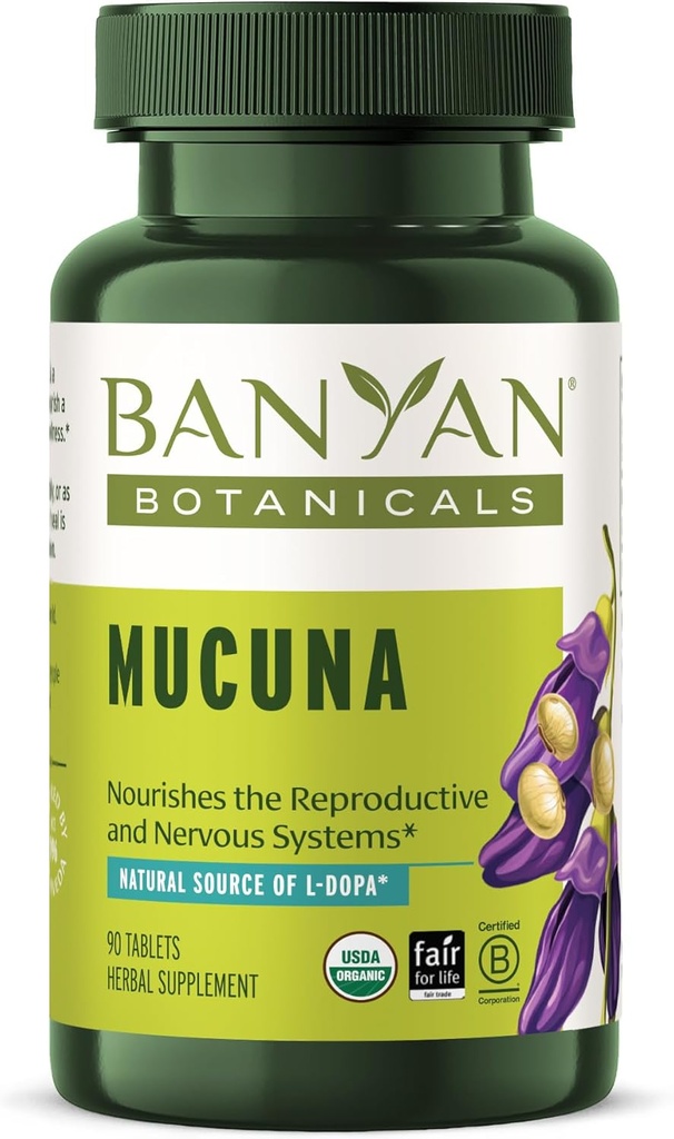 Banyan Botanicals Mucuna Puriens Òrgia Herbal Taula de l'Antilla, suport de salut nerviós i sistemes de subproducció * ELS Font Natural de L-Dopa, 90 taules no crític-GO Stainment Source Vegan